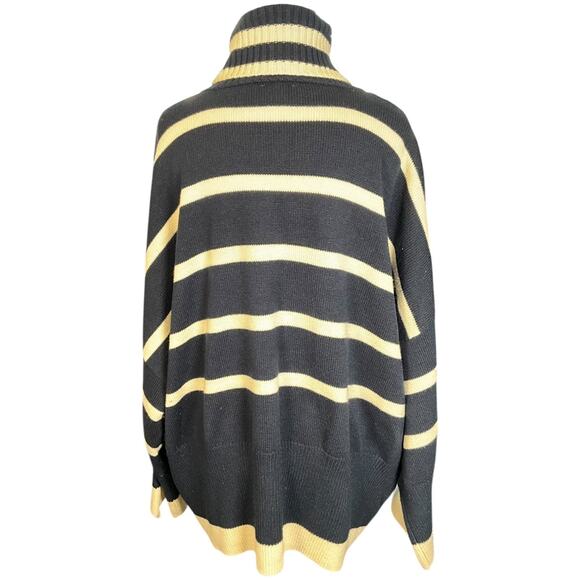 Topshop Oversized Nautical Stripe Turtleneck Sweater Blue White Size 8/10 Fall - Picture 2 of 10